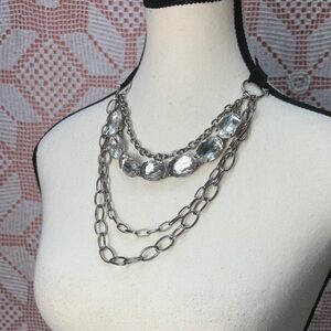 Rhinestone Chain Ribbon Tie Necklace – Gothic Romantic